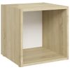 Mueble Tv Madera Contrachapada Blanco Y Roble Sonoma 37x35x37cm