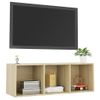 Mueble Para Tv Madera Contrachapada Roble Sonoma 107x35x37 Cm Marrón