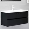 Armario Para Lavabo Madera Contrachapada Negro 90x38,5x45 Cm