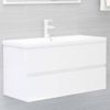 Mueble De Lavabo Madera Ingeniería Blanco Brillo 90x38,5x45 Cm