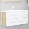 Set De Muebles De Baño 2 Pzas Madera Contrachapada Blanco Roble