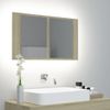 Armario Espejo De Baño Led Acrílico Roble Sonoma 80x12x45 Cm Marrón