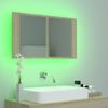 Armario Espejo De Baño Led Acrílico Roble Sonoma 80x12x45 Cm Marrón