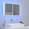 Armario Espejo De Baño Led Acrílico Blanco Brillo 80x12x45 Cm