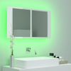 Armario Espejo De Baño Led Acrílico Blanco Brillo 80x12x45 Cm