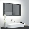 Armario Espejo De Baño Luz Led Acrílico Gris Brillo 80x12x45 Cm