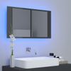 Armario Espejo De Baño Luz Led Acrílico Gris Brillo 80x12x45 Cm