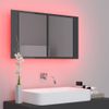 Armario Espejo De Baño Luz Led Acrílico Gris Brillo 80x12x45 Cm