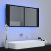 Armario Espejo De Baño Con Luz Led Acrílico Negro 90x12x45 Cm