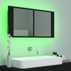 Armario Espejo De Baño Con Luz Led Acrílico Negro 90x12x45 Cm