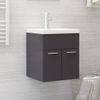 Armario Para Lavabo Contrachapada Gris Brillo 41x38,5x46 Cm