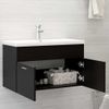 Armario Para Lavabo Madera Contrachapada Negro 80x38,5x46 Cm