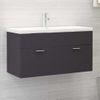 Armario Para Lavabo Madera Contrachapada Gris 90x38,5x46 Cm