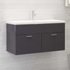 Armario Para Lavabo Contrachapada Gris Brillo 90x38,5x46 Cm