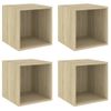 Armario De Pared 4 Uds Madera Contrachapada Roble 37x37x37 Cm Marrón