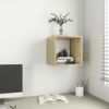 Armario De Pared Madera Contrachapada Blanco Y Roble 37x37x37cm