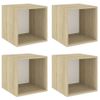 Armario Pared 4 Ud Madera Contrachapada Blanco Roble 37x37x37cm