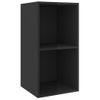 Mueble Tv De Pared Madera Contrachapada Negro Brillo 37x37x72cm