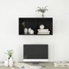 Mueble Tv De Pared Madera Contrachapada Negro Brillo 37x37x72cm