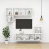 Mueble Tv Pared Madera Contrachapada Blanco Brillo 37x37x107 Cm