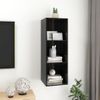 Mueble Tv Pared Madera Contrachapada Negro Brillo 37x37x107cm