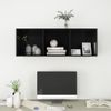 Mueble Tv Pared Madera Contrachapada Negro Brillo 37x37x107cm