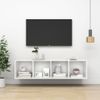 Mueble Tv Pared Contrachapada Blanco Brillo 37x37x142,5 Cm