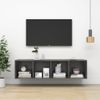 Mueble Tv Pared Madera Contrachapada Gris Brillo 37x37x142,5 Cm