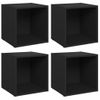 Muebles Para Tv 4 Uds Madera Contrachapada Negro 37x35x37 Cm