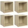 Muebles De Tv 4uds Madera Contrachapada Roble Sonoma 37x35x37cm Marrón