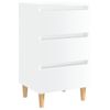 Mesita De Noche Patas Madera 2 Uds Blanco Brillo 40x35x69 Cm