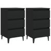 Mesitas Noche Con Patas Metal 2 Uds Negro 40x35x69 Cm