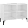 Mueble De Tv Con Patas De Metal Blanco Brillante 69,5x30x50 Cm