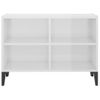 Mueble De Tv Con Patas De Metal Blanco Brillante 69,5x30x50 Cm