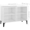 Mueble De Tv Con Patas De Metal Blanco Brillante 69,5x30x50 Cm