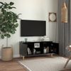 Mueble De Tv Con Patas De Madera Maciza Negro 103,5x35x50 Cm