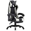 Silla Gaming Con Reposapiés Cuero Sintético Blanco Y Negro