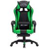 Silla Gaming Con Reposapiés Cuero Sintético Verde Y Negro