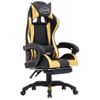 Silla Gaming Con Reposapiés Cuero Sintético Negro Y Dorado