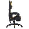 Silla Gaming Con Reposapiés Cuero Sintético Negro Y Dorado