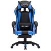 Silla Gaming Con Reposapiés Cuero Sintético Azul Y Negro