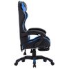 Silla Gaming Con Reposapiés Cuero Sintético Azul Y Negro