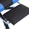 Silla Gaming Con Reposapiés Cuero Sintético Azul Y Negro