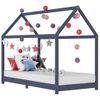 Estructura De Cama Infantil Madera Maciza Pino Gris 80x160 Cm