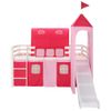 Cama Alta Para Niños Tobogán Y Escalera Madera Pino 208x230 Cm Rosa