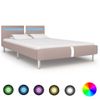 Estructura De Cama Con Led Cuero Sintético Capuchino 120x200 Cm Beige