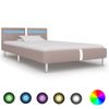 Estructura De Cama Con Led Cuero Sintético Capuchino 90x200 Cm Beige