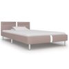 Estructura De Cama Con Led Cuero Sintético Capuchino 90x200 Cm Beige