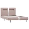 Estructura De Cama Con Led Cuero Sintético Capuchino 90x200 Cm Beige