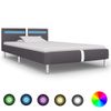 Estructura De Cama Con Led De Cuero Sintético Gris 90x200 Cm